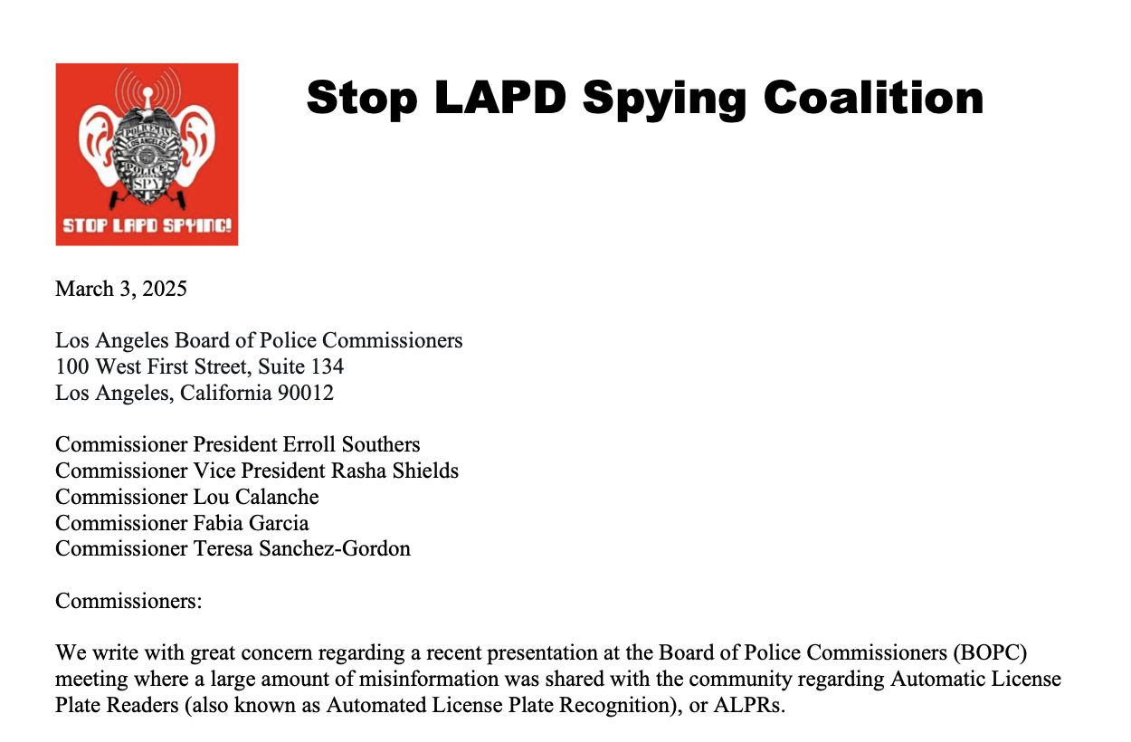 ALPR Letter